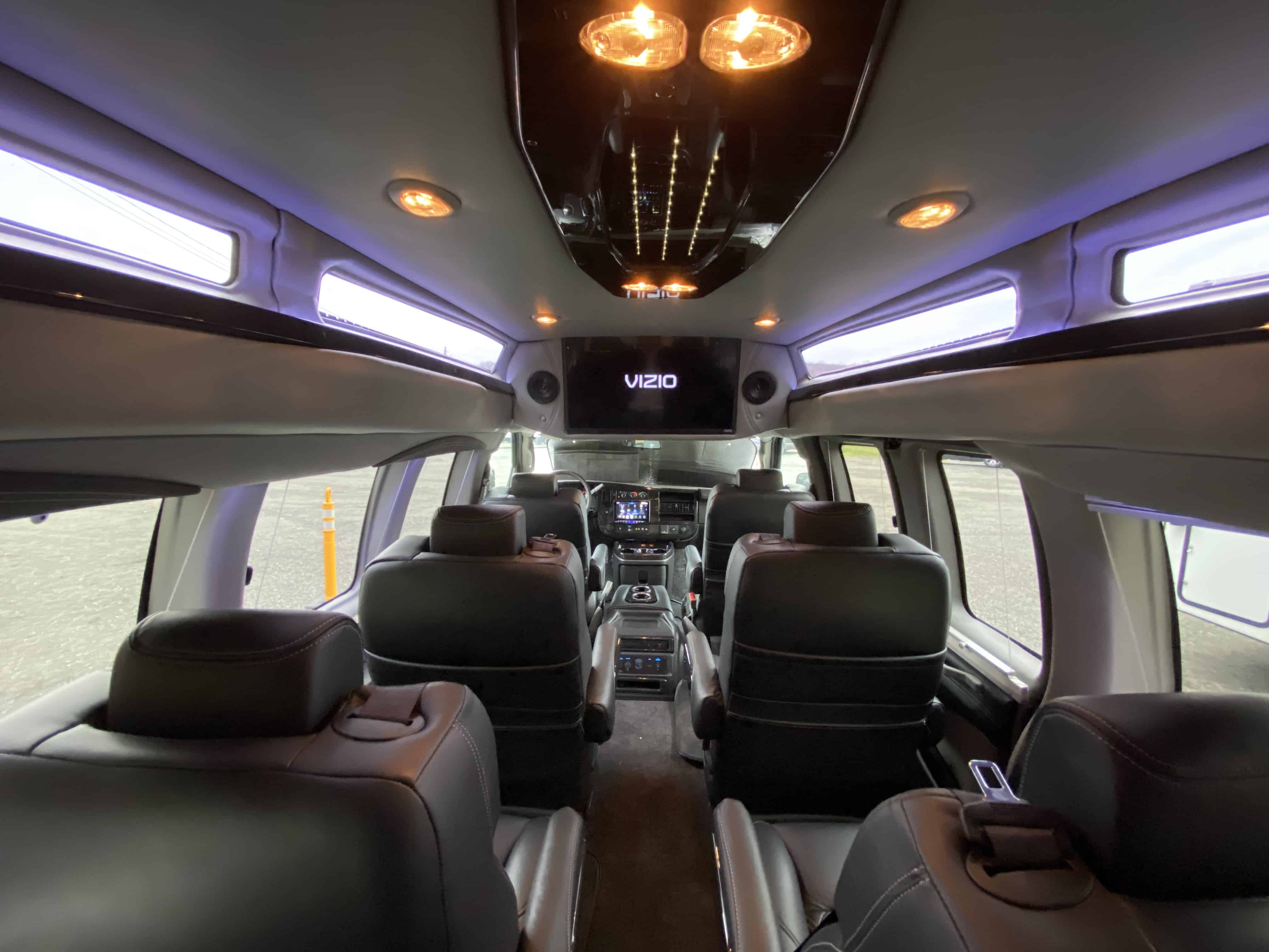 Interior of 84 RV's 9-Passenger Van, from back to front